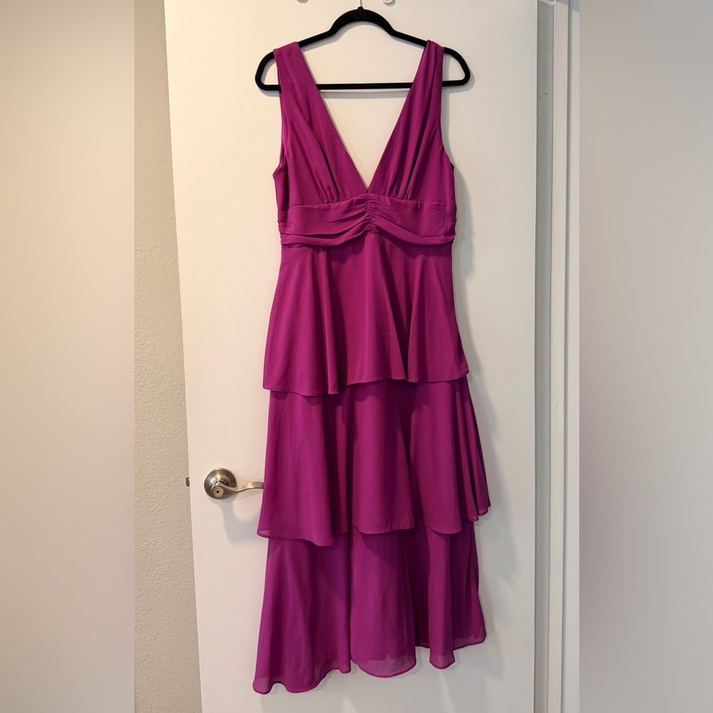 Celebration Time Purple Sleeveless Tiered Midi Dress - L - Picture 3 of 5
